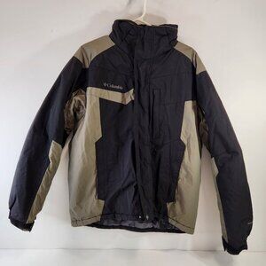 Columbia Parka Winter Jacket Mens Medium Waterproof Black Beige